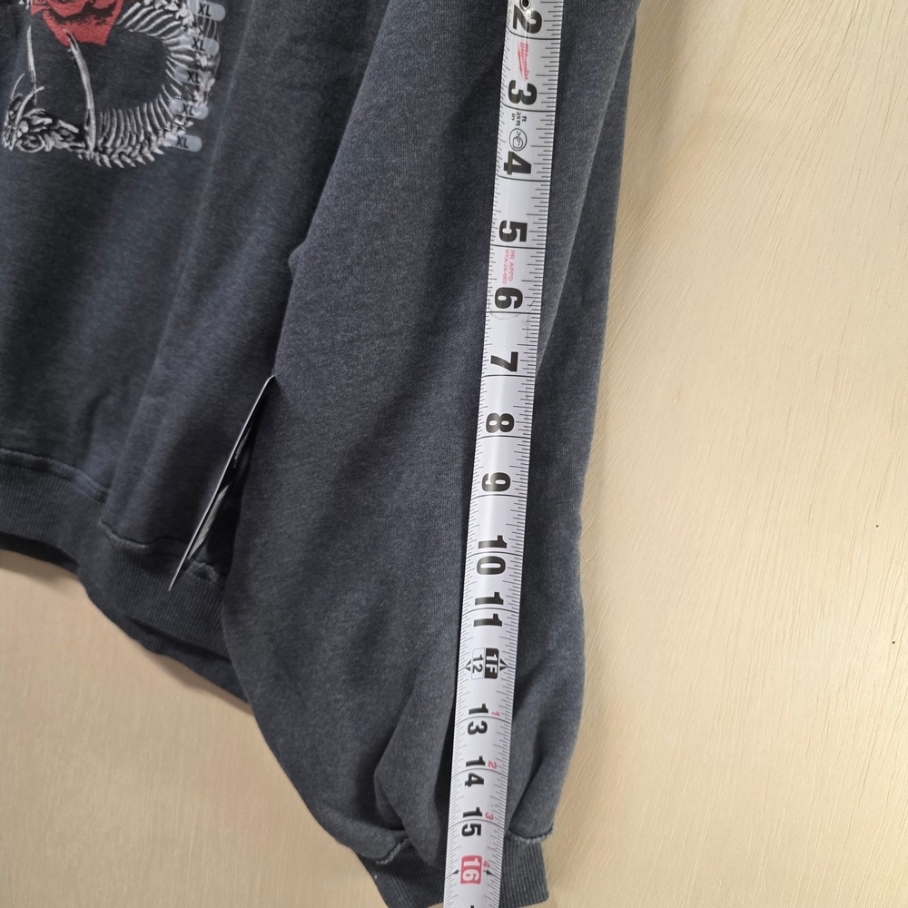 Live Outside The Limits Snake Rose Graphic Sweatshirt Gray XL Balloon Sleeve NEW - Picture 8 of 10